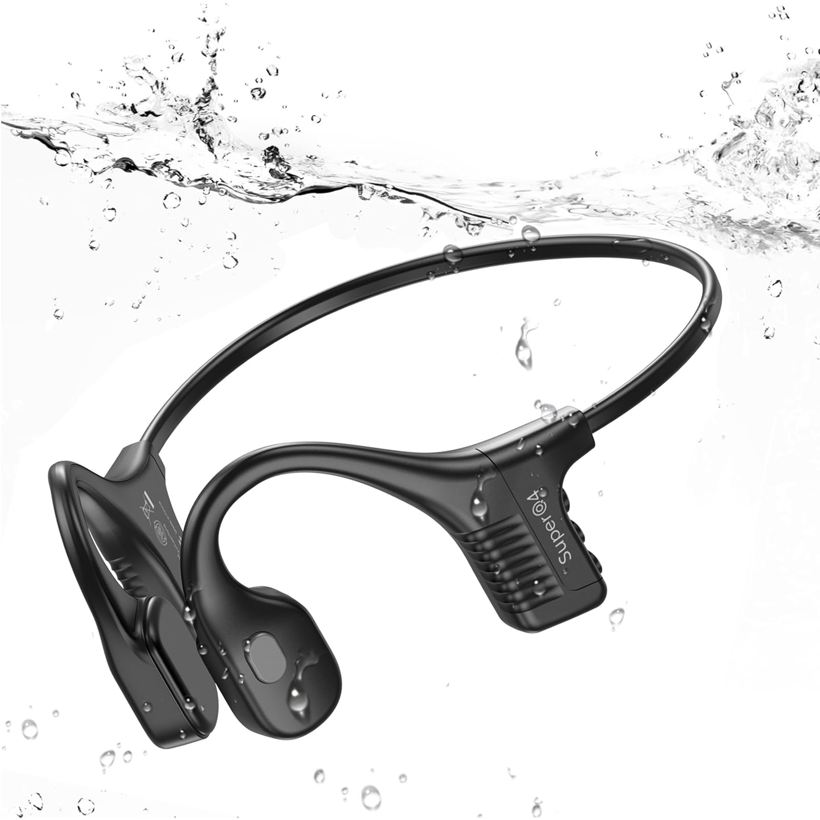 SuperQ4 Casque à conduction osseuse Bluetooth 5.3 – IP68 étanche sans fil avec 32 Go MP3, 12 heures de lecture, confort d'oreille ouverte pour la natation, la course et le sport