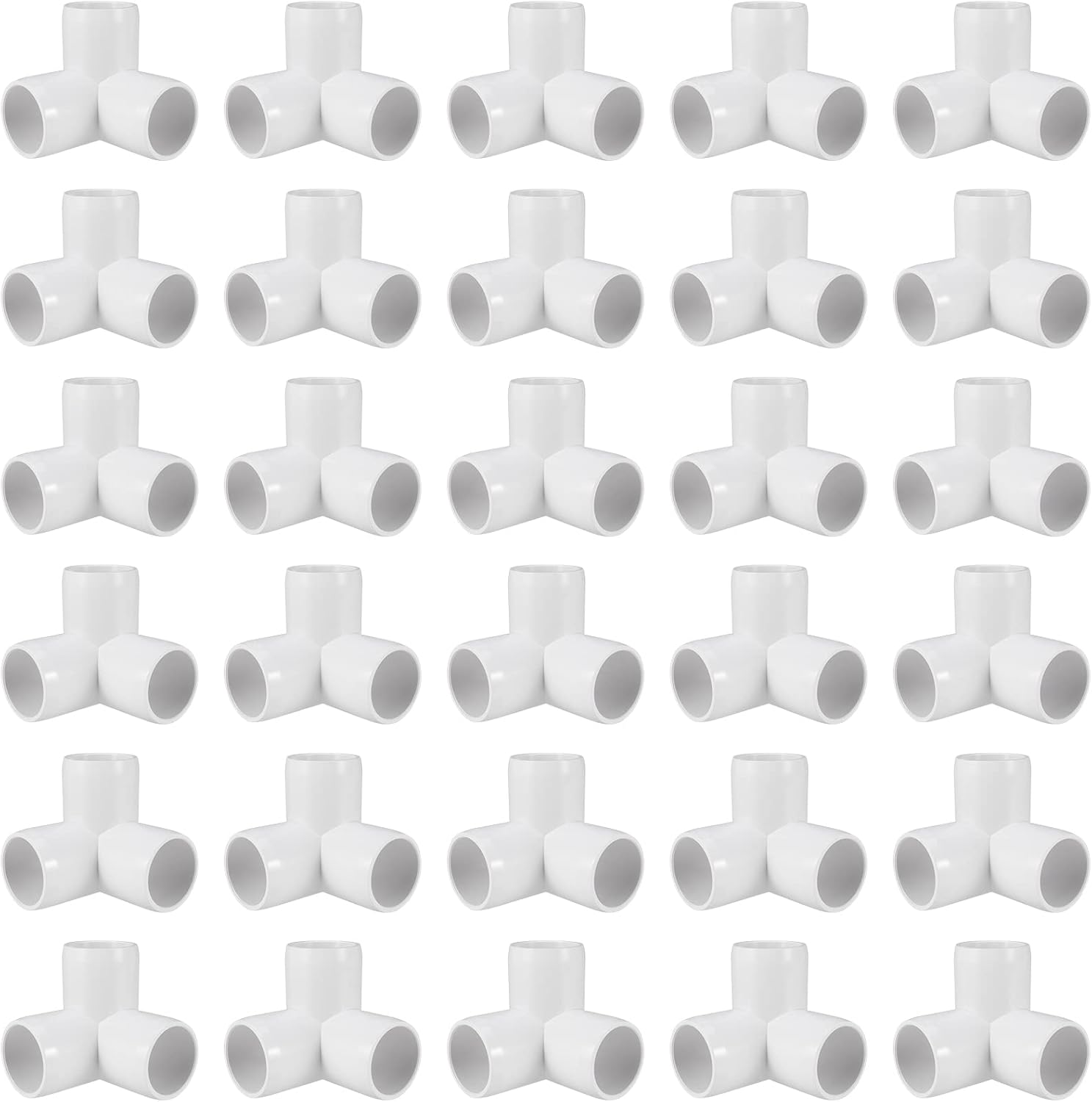 MANCHAP 30 PCS 1 Inch 3 Way PVC Fitting, 90 Degree PVC Elbow Corner Side Outlet Tee Fitting, Heavy Duty PVC Pipe Connectors Furniture Fittings, Fit for 1 Inch Pipe, White