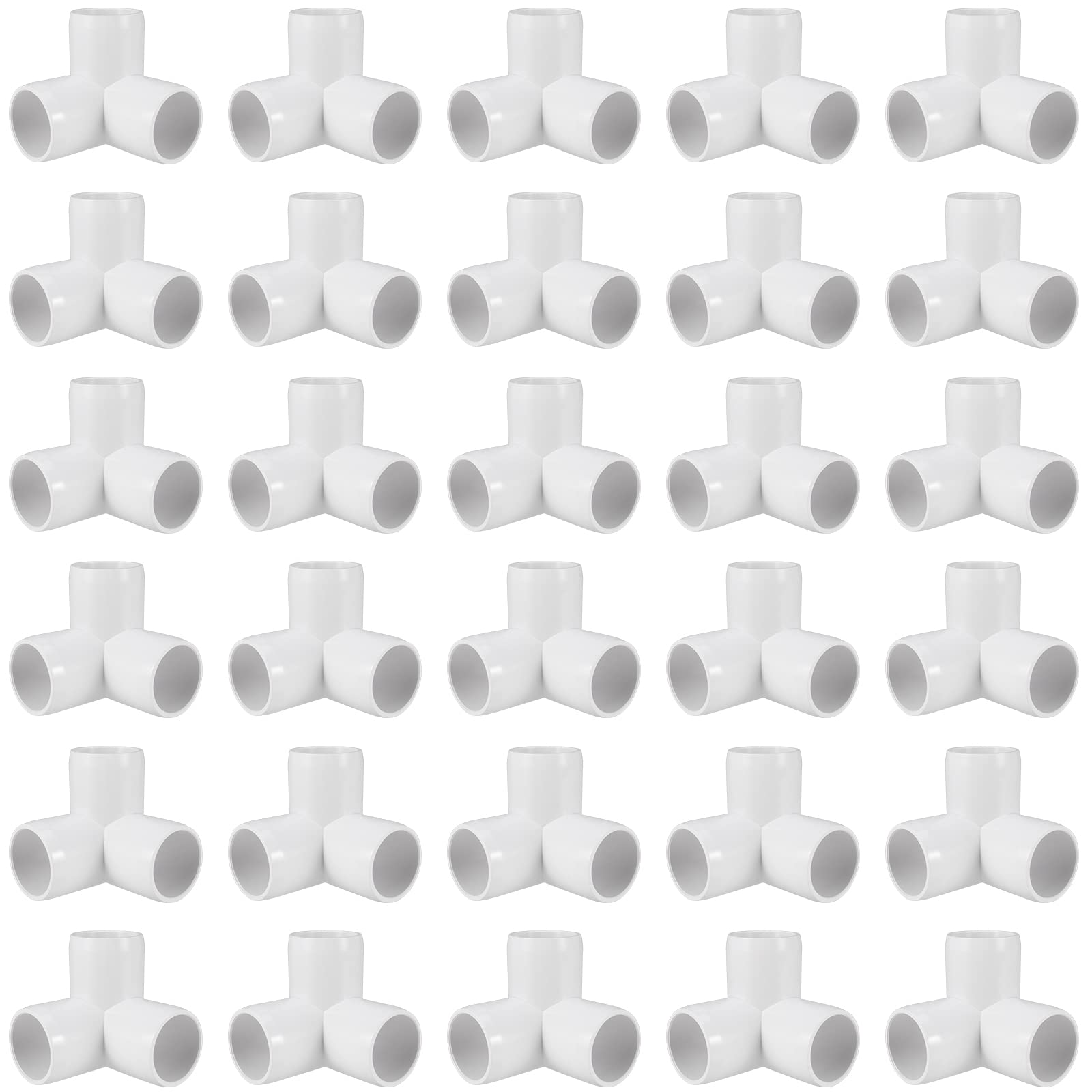 MANCHAP 30 PCS 1 Inch 3 Way PVC Fitting, 90 Degree PVC Elbow Corner Side Outlet Tee Fitting, Heavy Duty PVC Pipe Connectors Furniture Fittings, Fit for 1 Inch Pipe, White