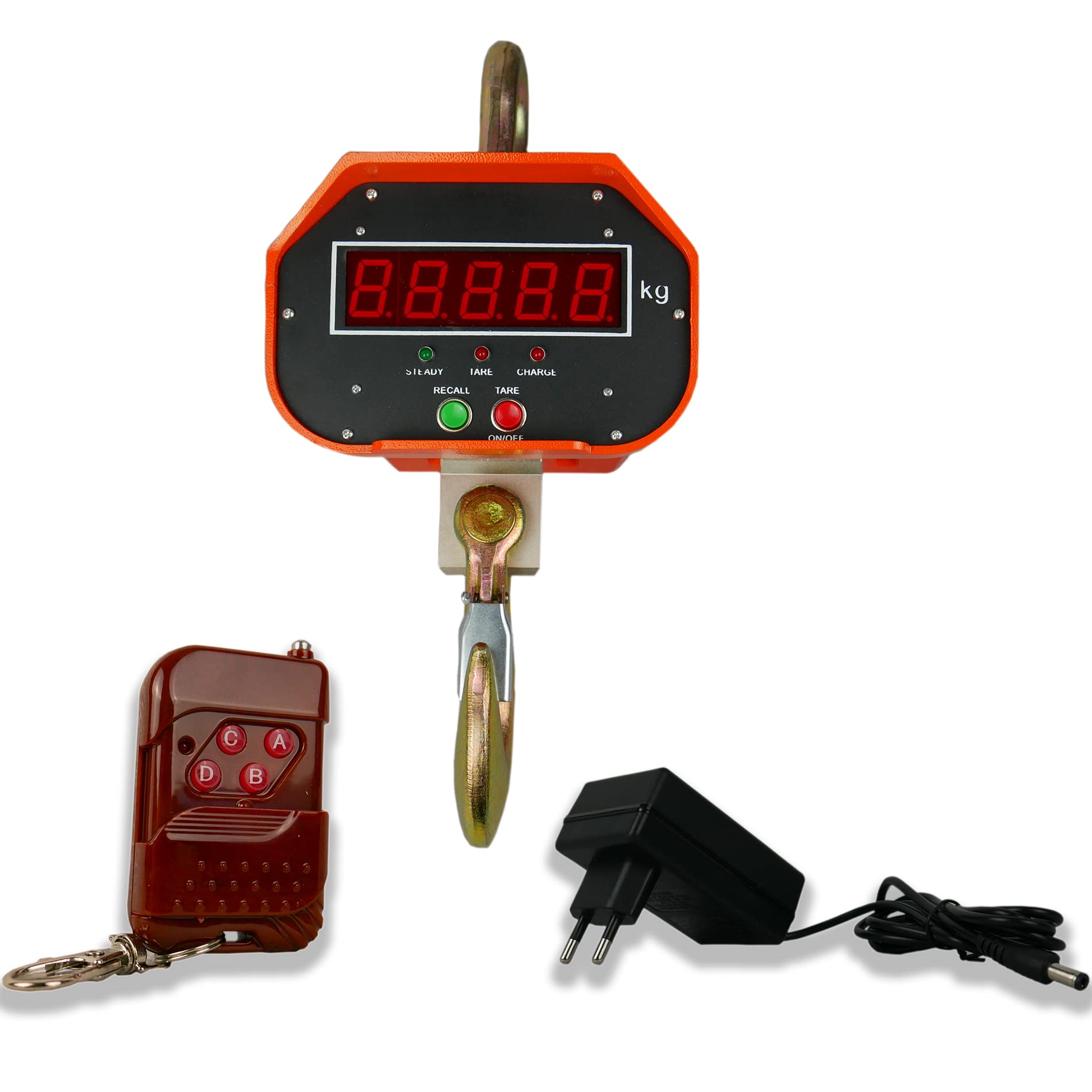 Báscula Industrial, Capacidad de 5 Toneladas, Electrónica, Báscula Colgante con Gancho, 5000 kg, 1100 lb, Control Remoto, Precisión de +/- 2000 g, Tara de la Báscula, Pantalla Digital, wagPRO-H5000