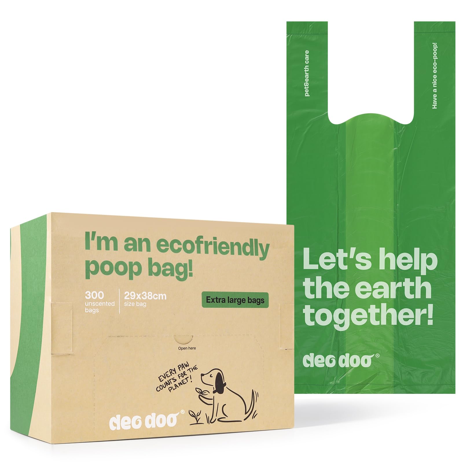 Deo Doo Dog Poop Bags with Handles 300 Counts Big Sizes Leak Proof and Extra Thick Waste Bags for Walking Small Medium Large Dogs Cats Litter Unscented - Image 2