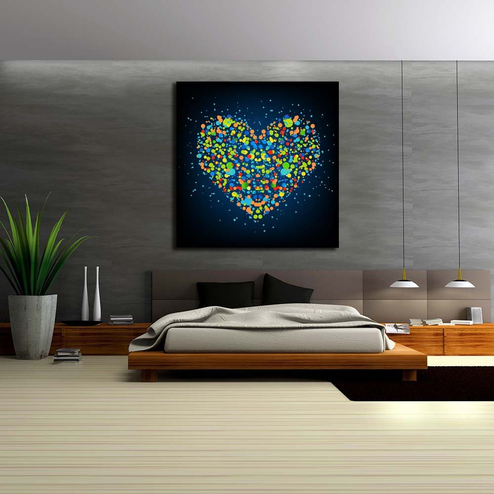 ArtzFolio Colorful Heart | Unframed Premium Canvas Painting for