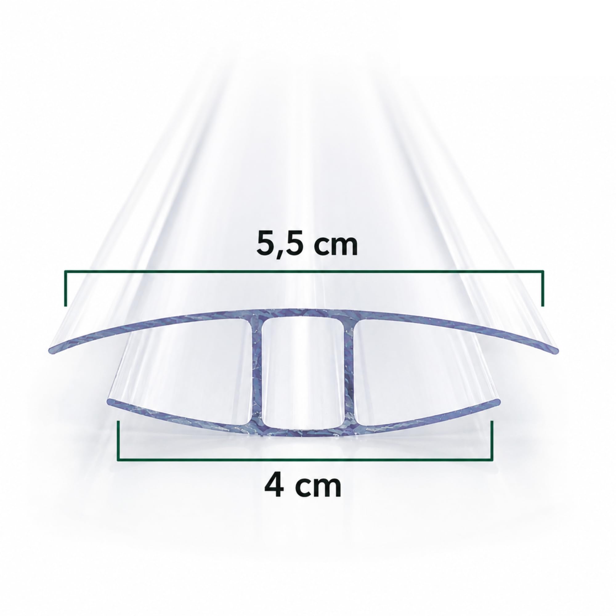 Pannello alveolare in policarbonato, piastra cava, per giardino, serra e modellismo, resistente alle intemperie, traslucido, 60,5 x 121 cm, (connettore: 4,5 mm)