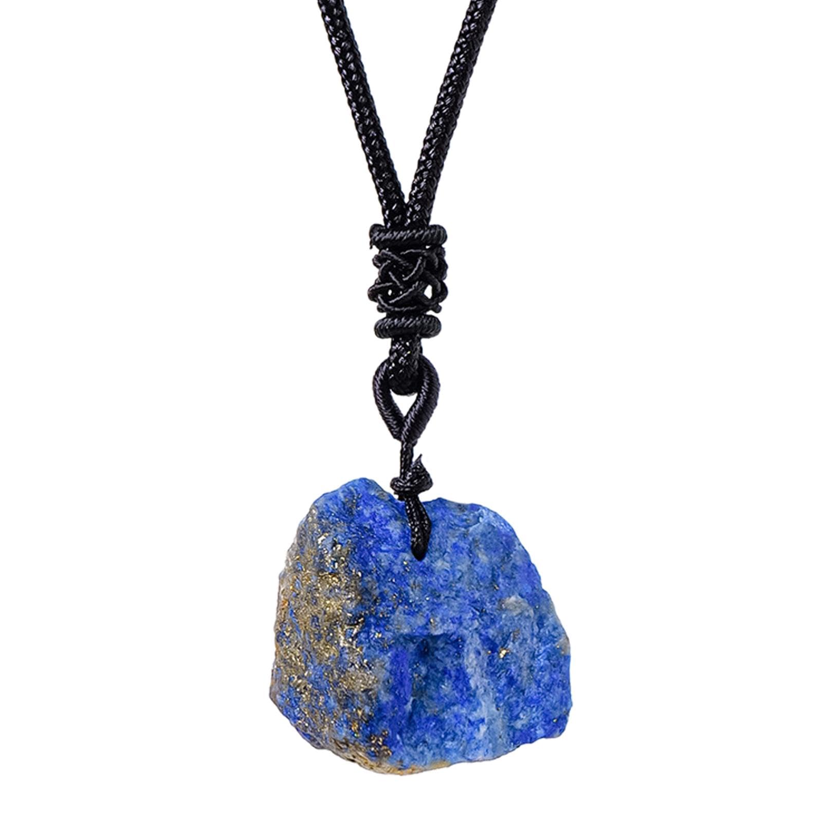 Generico Naszyjnik Lapis Lazuli, Biżuteria Lapis Lazuli | Ręcznie tkany surowy kamienny naszyjnik | Kolekcjonerska biżuteria z niebieskim naszyjnikiem rockowym do codziennego noszenia, Fare