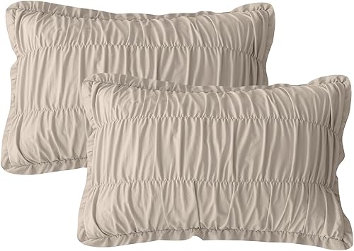 Miniatura 23 de Fundas de almohada con volantes de la Casa de la Reina, tamaño Queen, color blanco shabby, juego de 2, estilo granja, fundas de almohada francesas