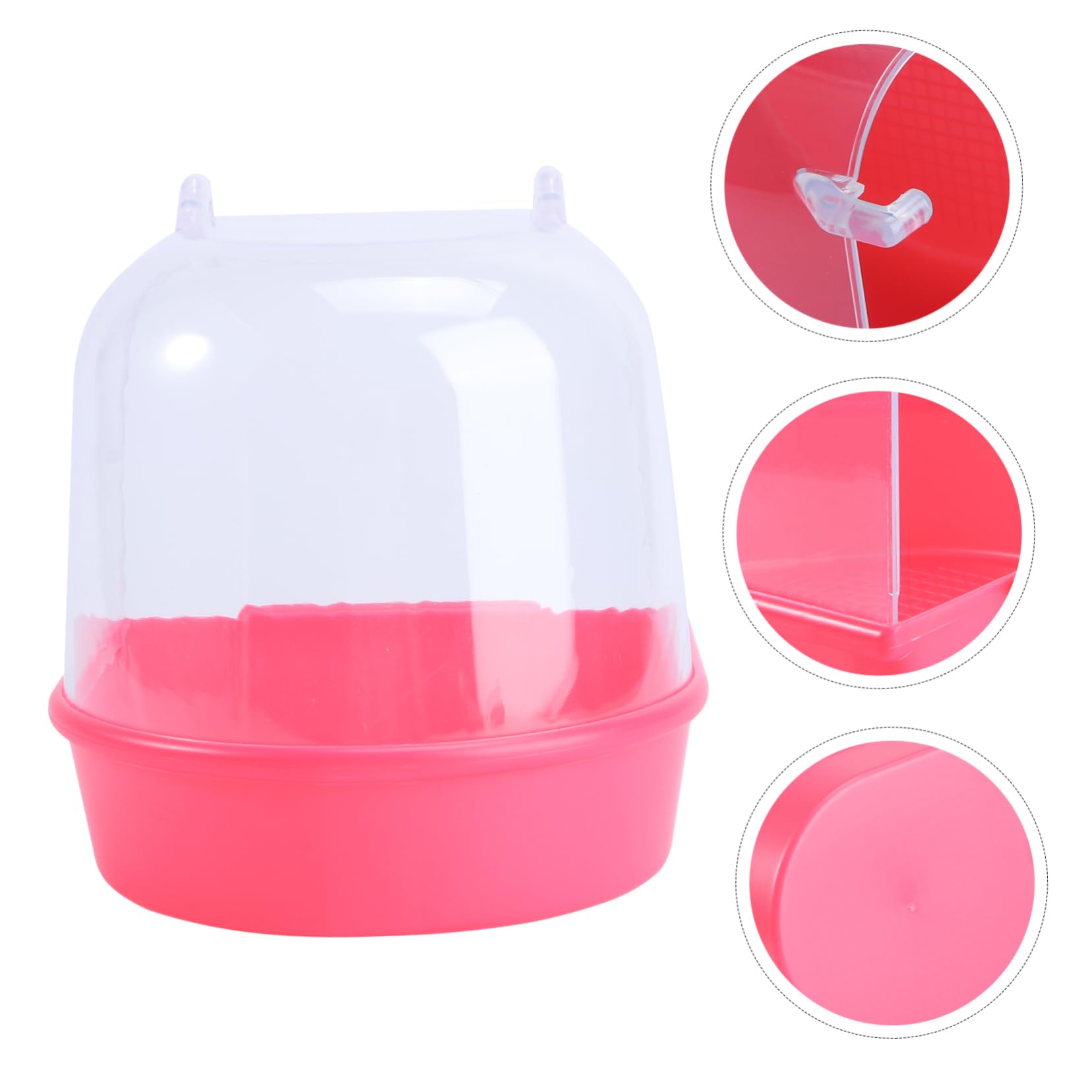 FRCOLOR 3pezzi Bagnetto per Uccelli Coperto Rossa Vaschetta per Pappagalli e Canarini Accessorio per Gabbie di Piccole Facile da Installare e Utilizzare