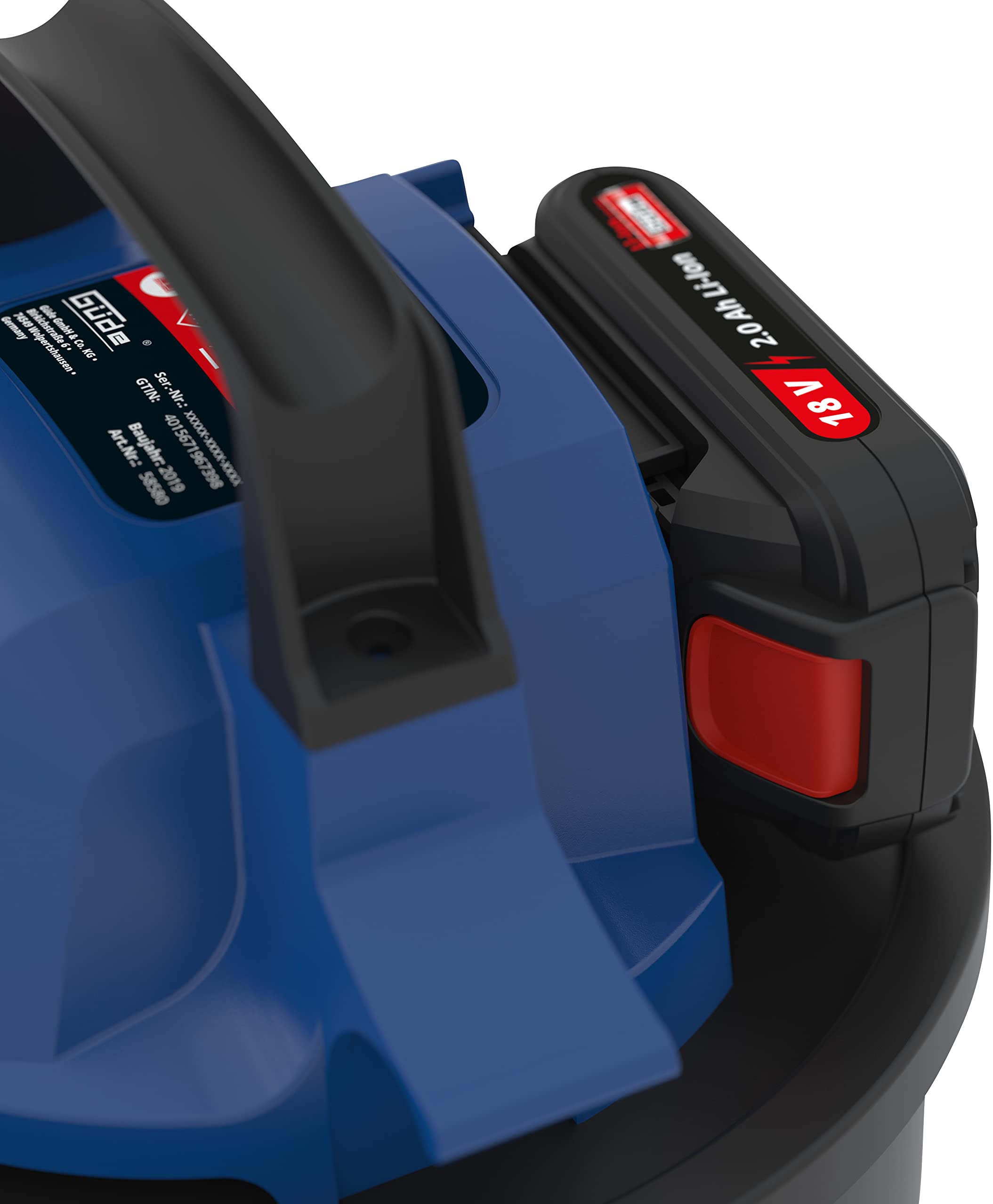 Güde AS 18-201-05 Aspirador de Cenizas inalámbrico, Negro/Azul
