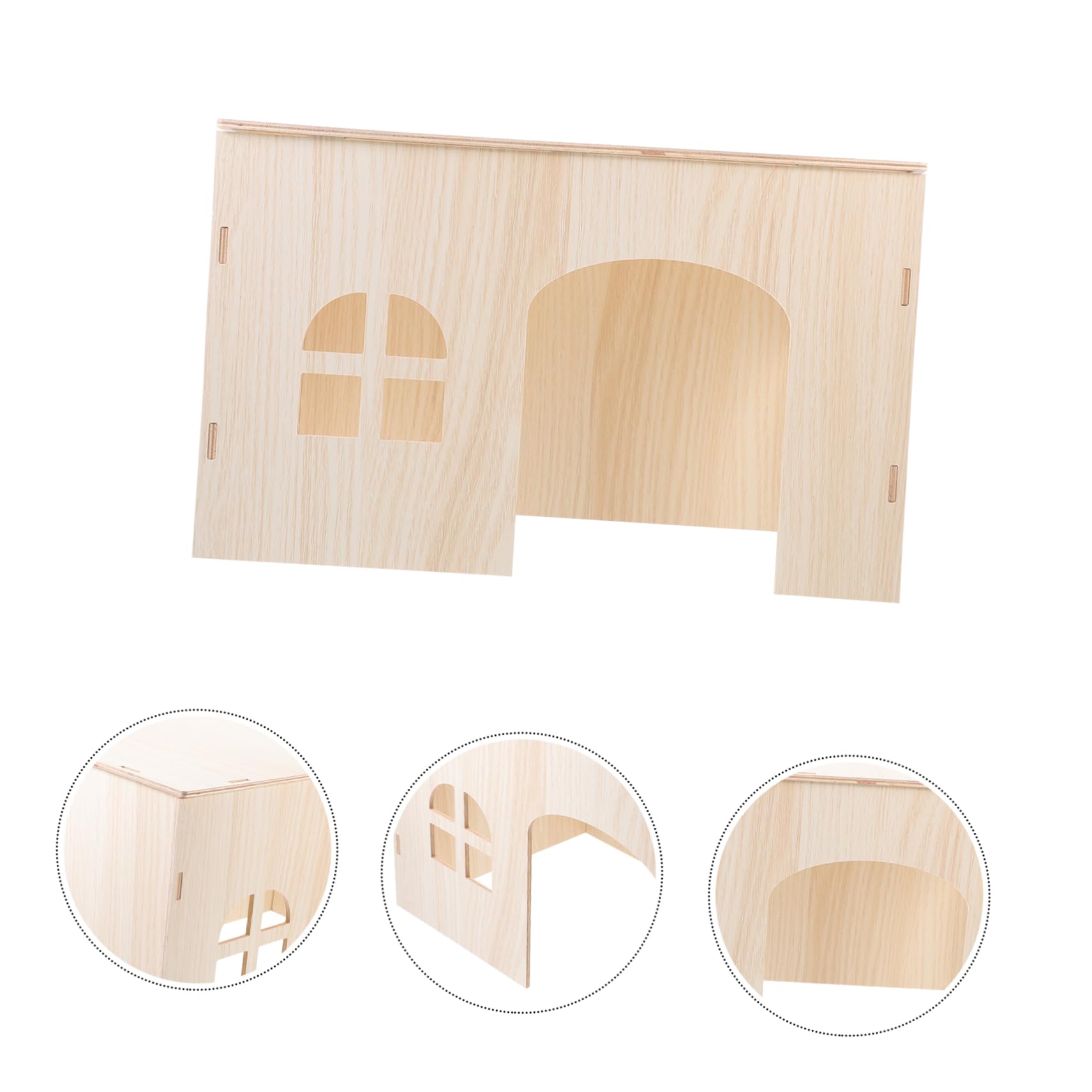 Milisten Casetta in Legno per Cincillà e Conigli, Rifugio per Piccoli Animali, Beige, Robusta e Sicura, Nido Accogliente per Riposo in Casa