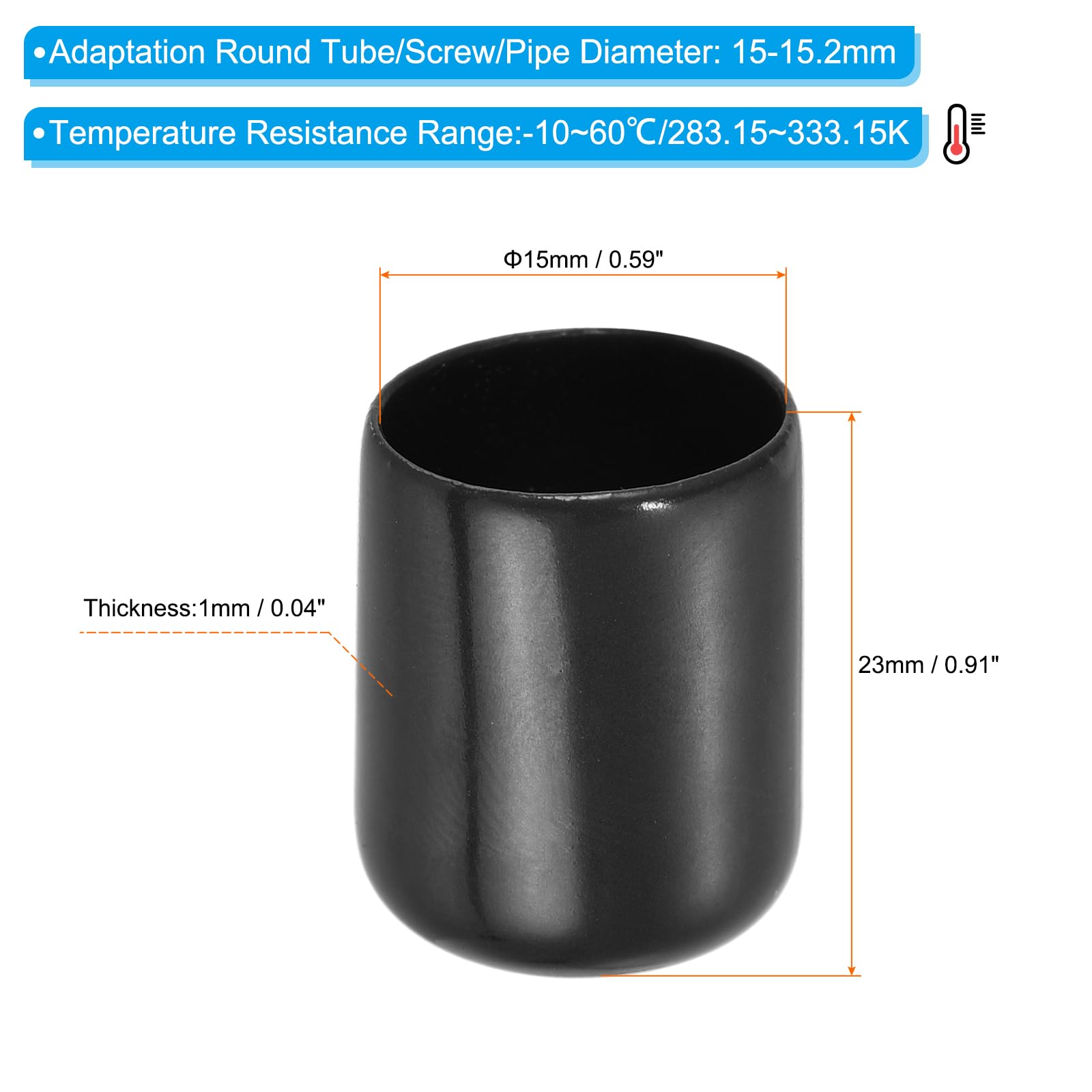 PATIKIL 15MM Vinyl Rubber End Caps - Image 2