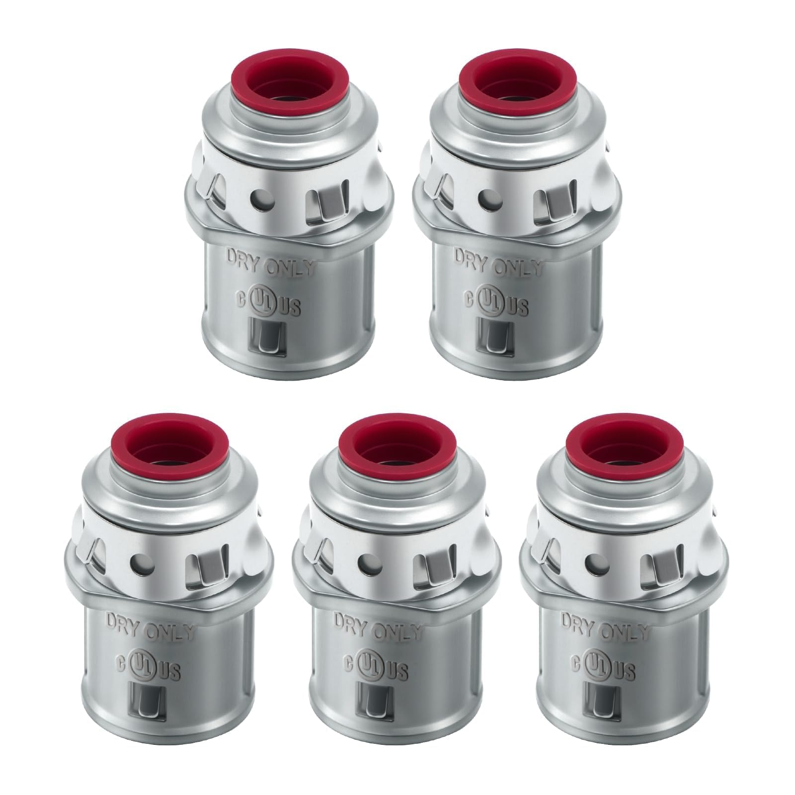 5-Pack 3/8" Snap-In MC Connectors, 1/2" Knockout, UL Listed