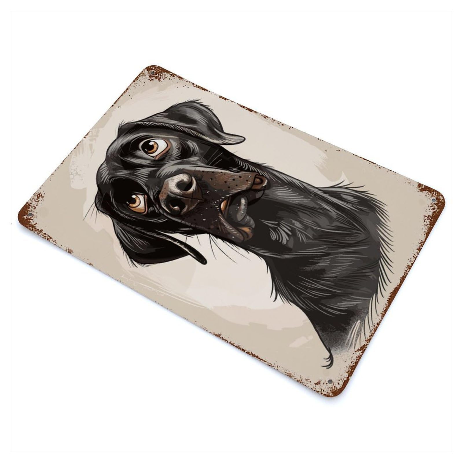 Vintage Rust Metal Sign with Black Labrador Retriever Design 11.8"x7.9", for Garage, Bar And Workshop Decor, Retro Wall Decor
