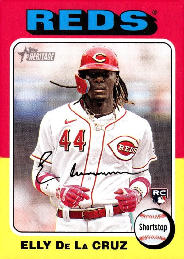 2024 Topps Heritage Baseball #473 Elly De La Cruz RC Rookie Cincinnati Reds Official MLB Trading Card Thumbnail