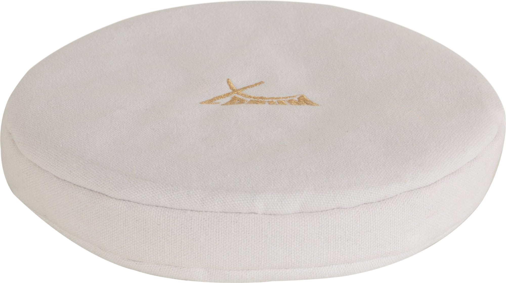 Cuscino di Grano Saraceno XDrum 21 cm in lino, riempito con grano saraceno. Diametro 21 cm. Ideale per preriscaldare campane tibetane, trasmette quasi tutte le vibrazioni.