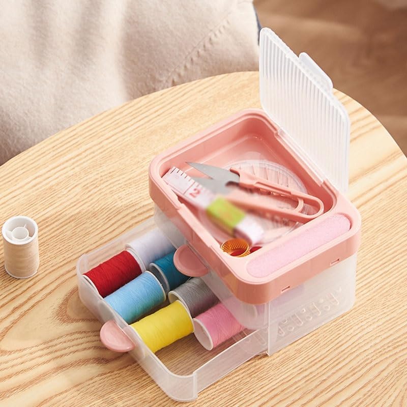 LWECMGSA Multi-Layer Drawer-Style Household Sewing Kit Portable Needle Storage Box Set