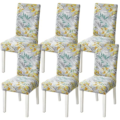 HZDHCLH Chair Covers Set of 4/6 Stretch Modern Chair Slipcovers for Dining Room Kitchen Wedding Party Washable Chair Protector(Colored leaves,6pcs)