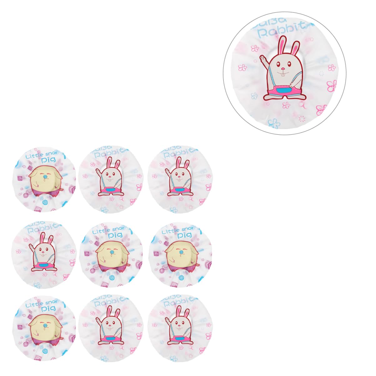 minkissy 27piezas Gorros De Impermeables Para Mujer Reutilizables Estampado De Conejo y Cerdo Gorro De Baño Protector Para y Cuidado Del Cabello