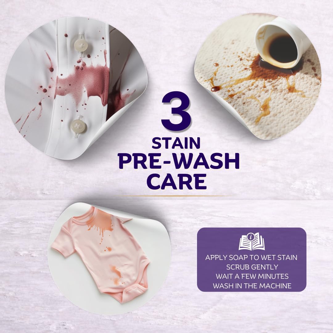 Laundry Soap Bar with Lavender for Sensitive Skin - Delicate Stain Remover Clothes, Underwear, Collar - 7 pcs