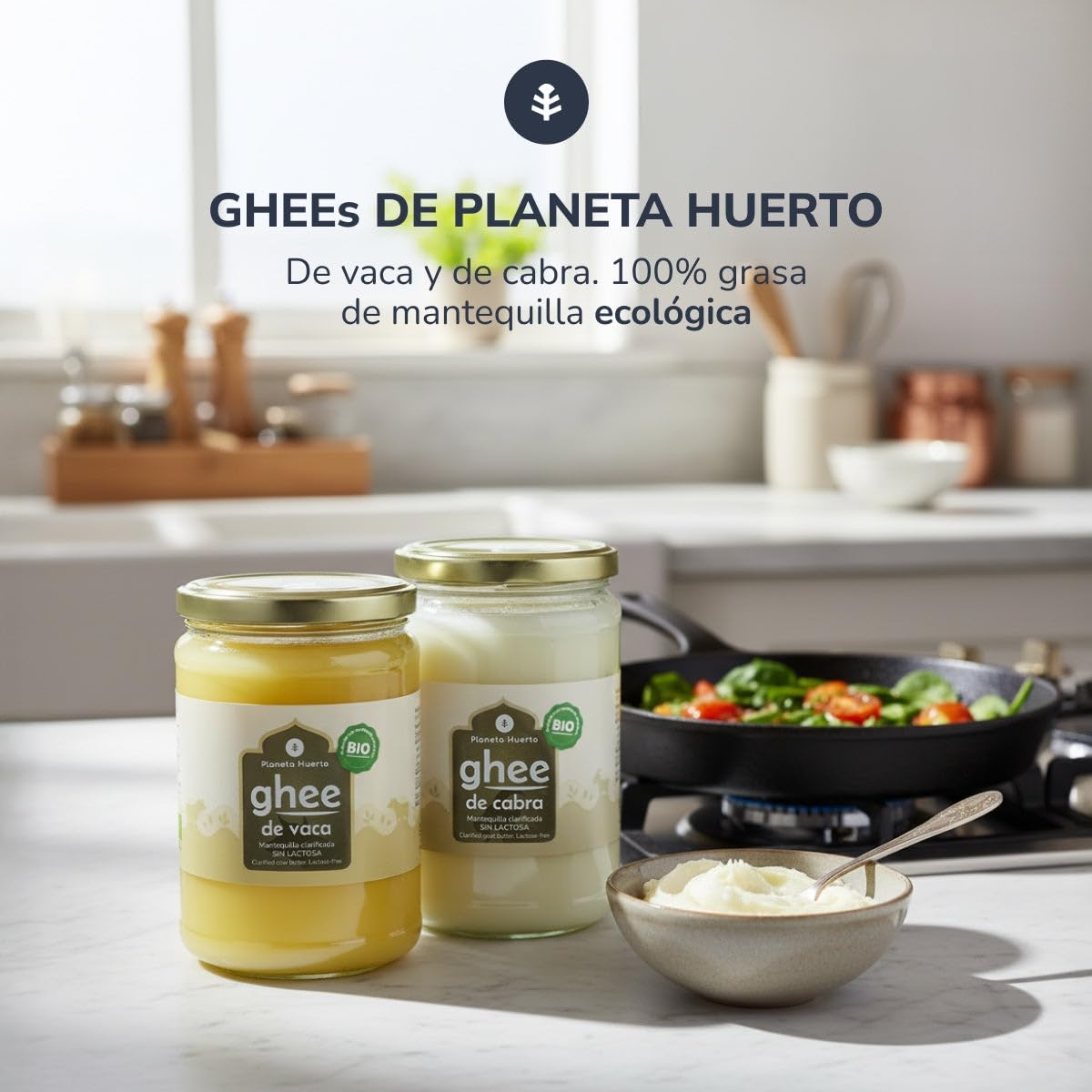 Planète potager | Lot de 3 beurres clarifiés ghee 500 g – Beurre clarifié bio sans lactose ni caséine, idéal pour cuisiner, régime céto, paléo et ayurveda, goût doux et texture crémeuse