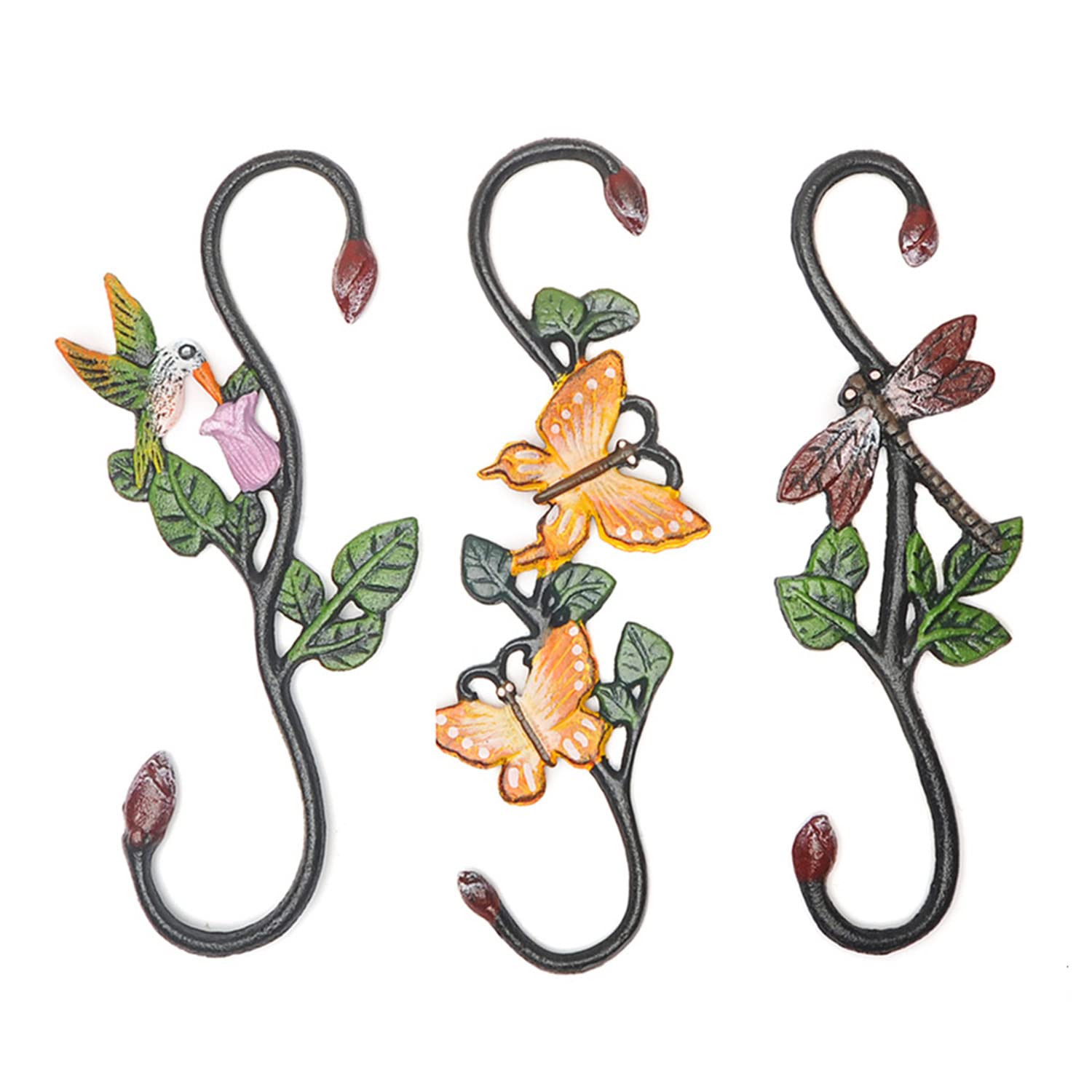 LFWATAXY 3PCS Cast Iron Plant S Hangers, Decorative S Hook Outdoor Heavy Duty Ceiling Decorative Flower Hanging Baskets Plant Extenders Garden Window
