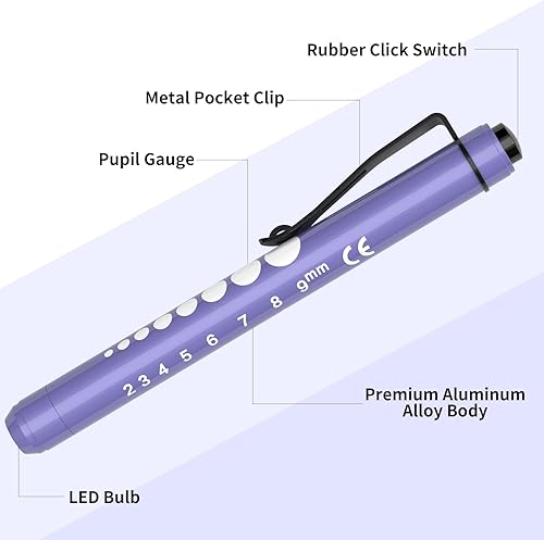 Miniatura 2 de RISEMART Paquete de 3 luces para bolígrafos para enfermeras, luz médica reutilizable con medidor de pupila y regla, luz blanca LED para enfermeras,