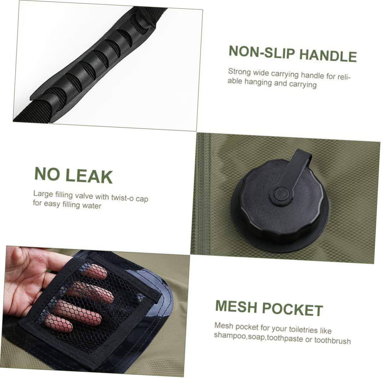 BESPORTBLE 20l Portable Outdoor Shower Bag Solar Camping Shower Camping Water Container Hiking Shower Nozzle