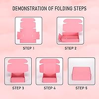 Vista 4 de Cajas de envío pequeñas rosas de 6 x 4 x 4 pulgadas, paquete de 25 cajas de cartón corrugado para embalaje, correo, regalo Resistentes