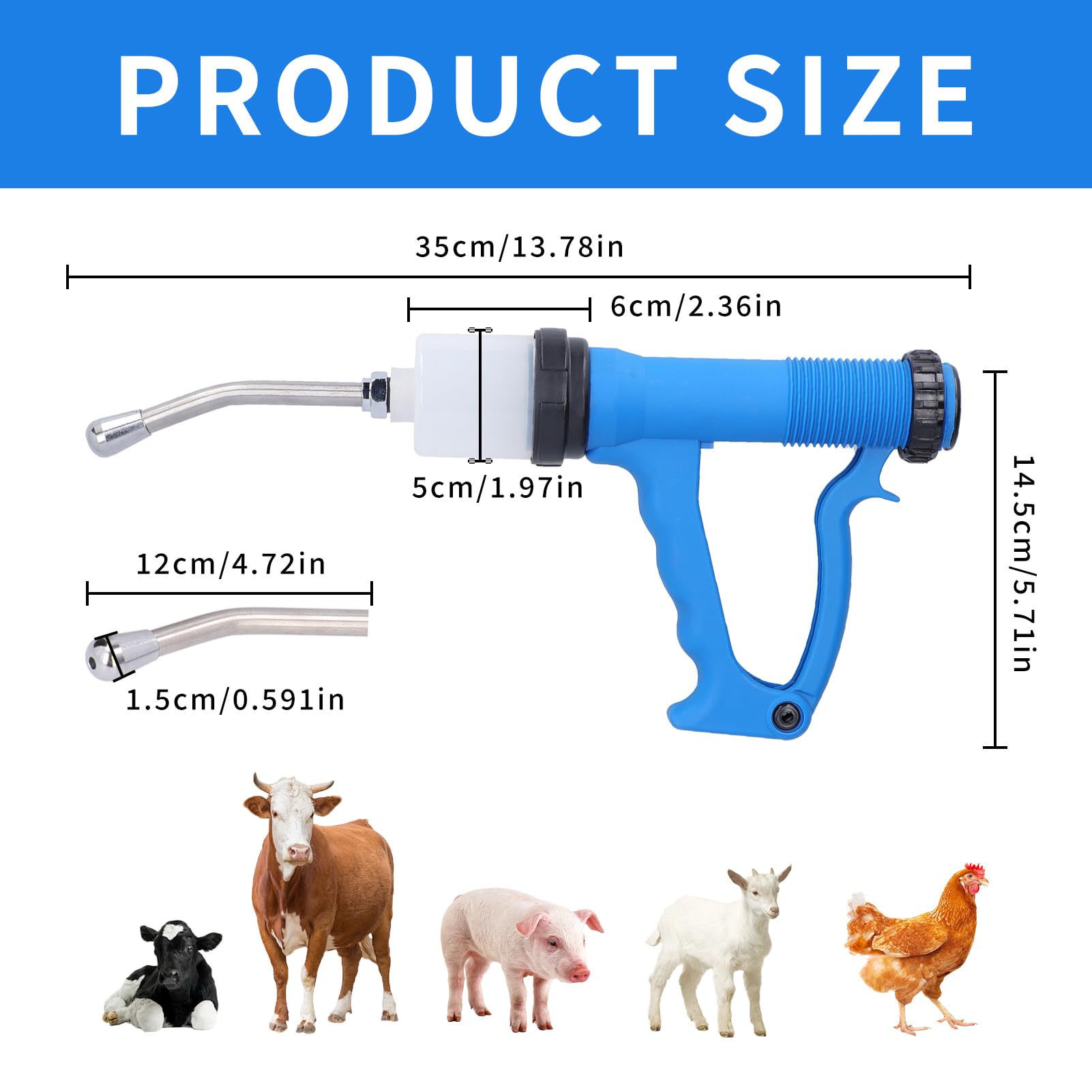 Kontinuierliche Spritze, Viehspritze, Verstellbarer Kontinuierlicher Injektor, Rinderspritze, Pistoleninjektor, Veterinärzubehör Für Schweine, Rinder, Schafe, 70 Ml