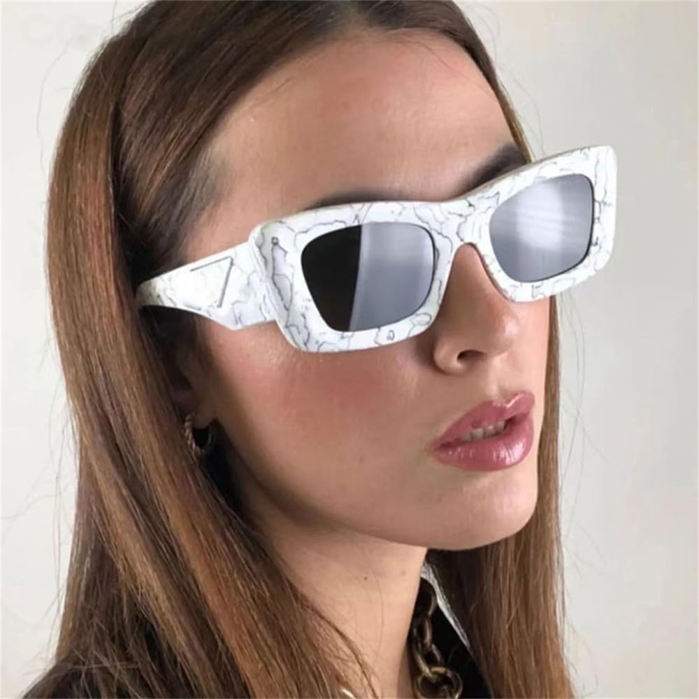 Cat Eye Sunglasses for Men Women Small Frame Flat Lenses Glasses
