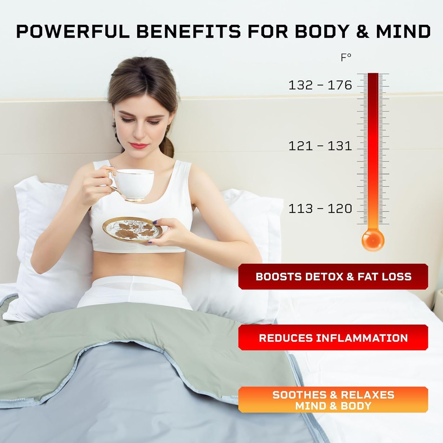 R A Products (2 Zone) Heat Sauna Blanket Portable Personal Sauna Far Infrared (FIR) for Relaxation at Home | Sauna Heating Blanket Slimming Anti Aging Hine Infrared Sauna Blanket 1