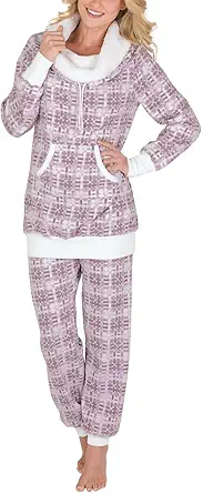 PajamaGram Womens Pajama Sets - Cozy Pajamas For Women, Shearling Rollneck