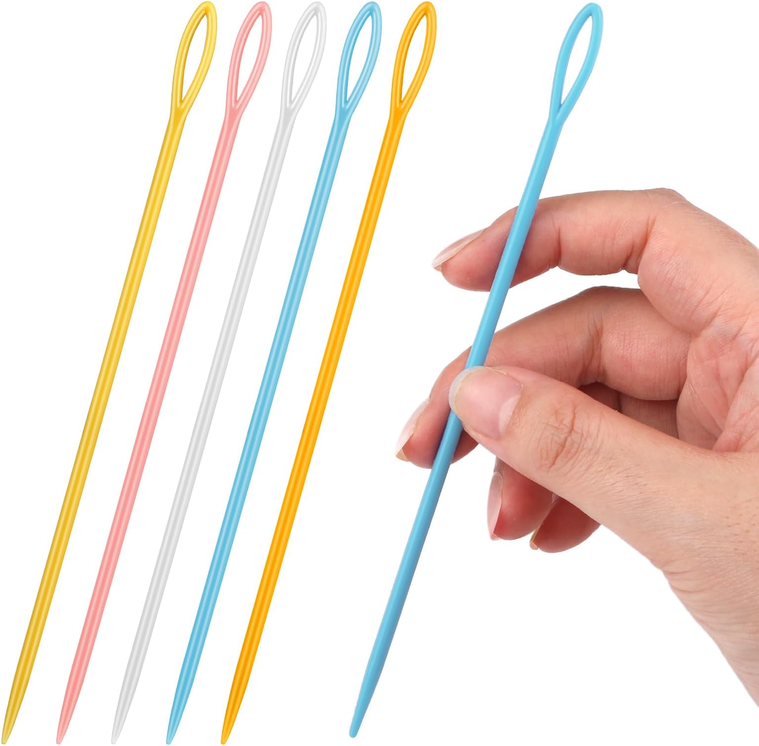 Lunarm Plastic Needles 50pcs Yarn Needles Plastic Large Eye 5.91inch/15cm | Embroidery Sewing Needles Easy Thread, Fine Motor Skills, Yarn Craft DIY Sewing, Handmade Weaving Crocheting Knitting