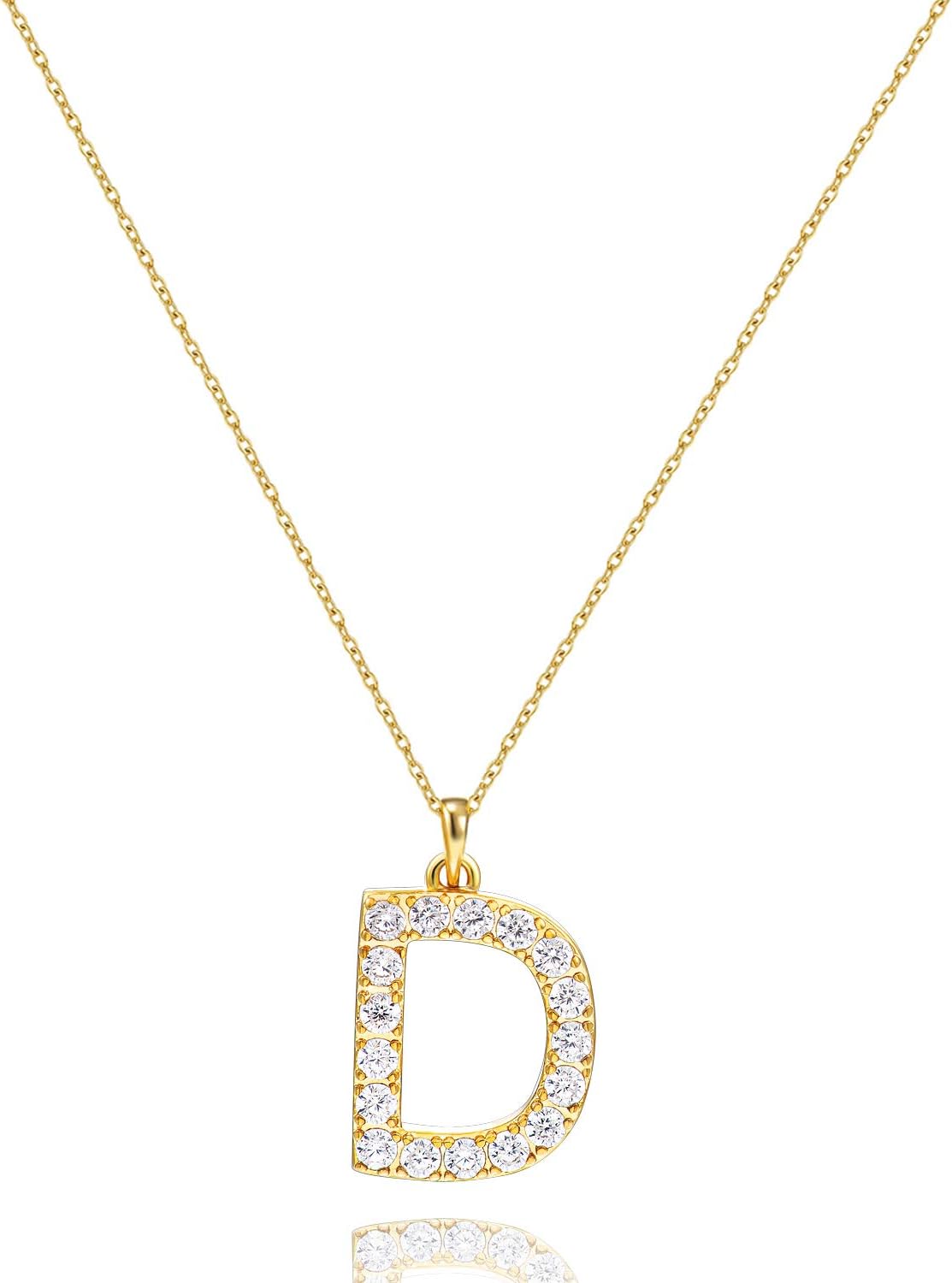 Tarsus Initial Cubic Zirconia Necklace Charm Jewelry Gifts for Girlfriend Women Teen Girls