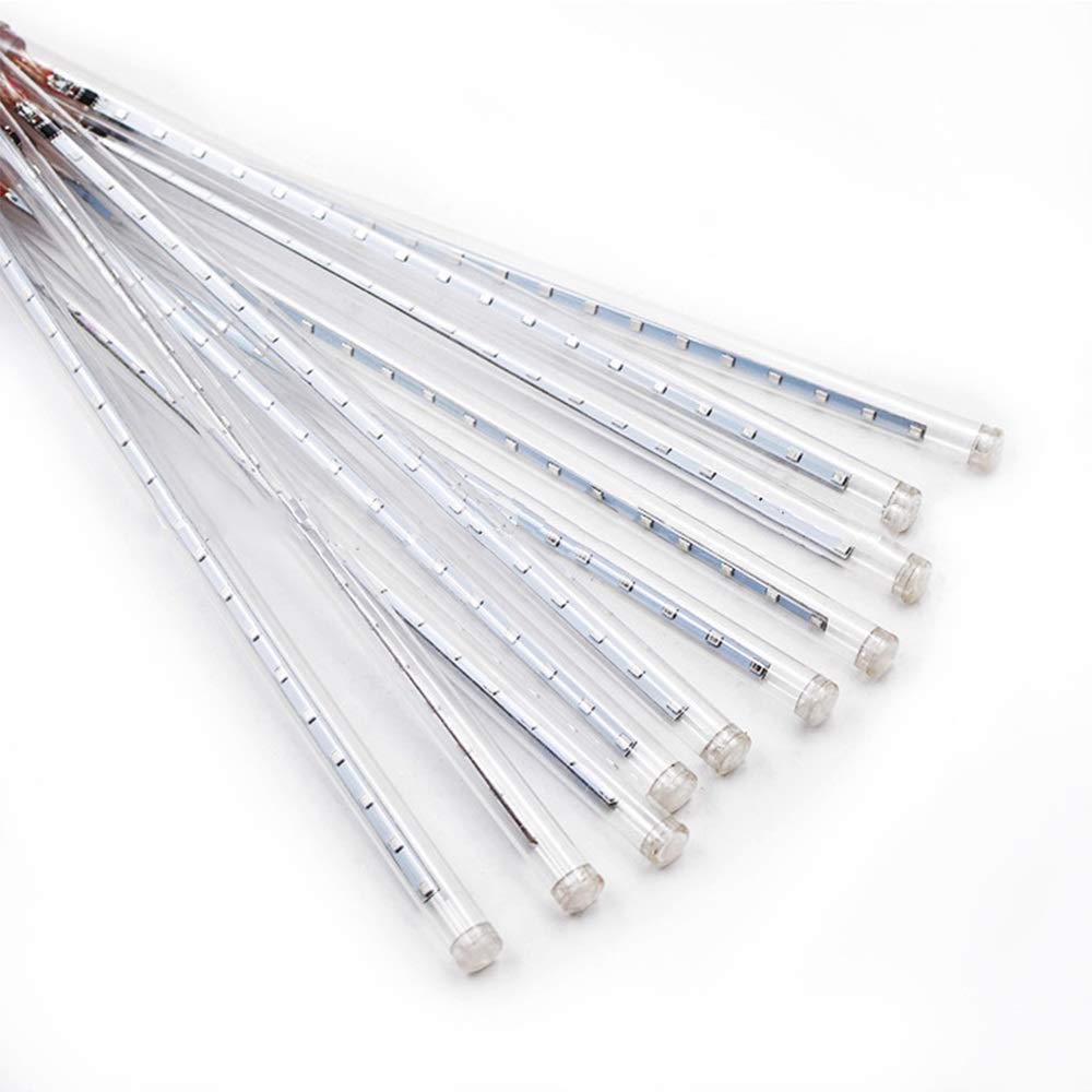 10 rurek 360 diod LED na energię słoneczną Deszcz meteorów Drzewo deszczowe Świąteczna girlanda żarówkowa Wodoodporna zewnętrzna lampa ogrodowa Wystrój przyjęcia bożonarodzeniowego (kolor: biały) (c