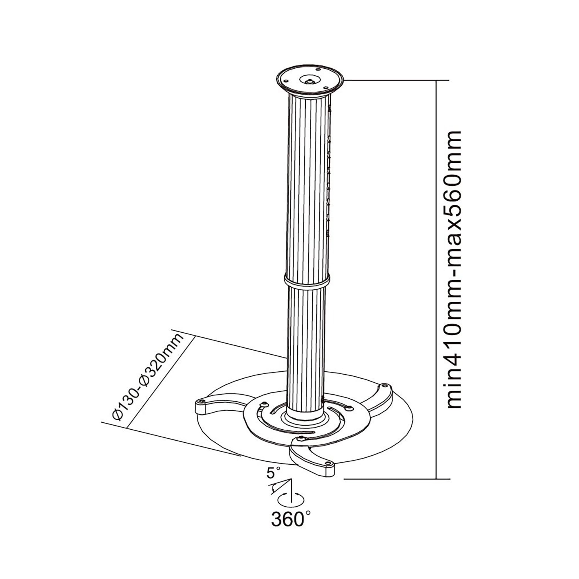 CABLETECH Support de Montage Plafond pour projecteur 410 ou 560 mm