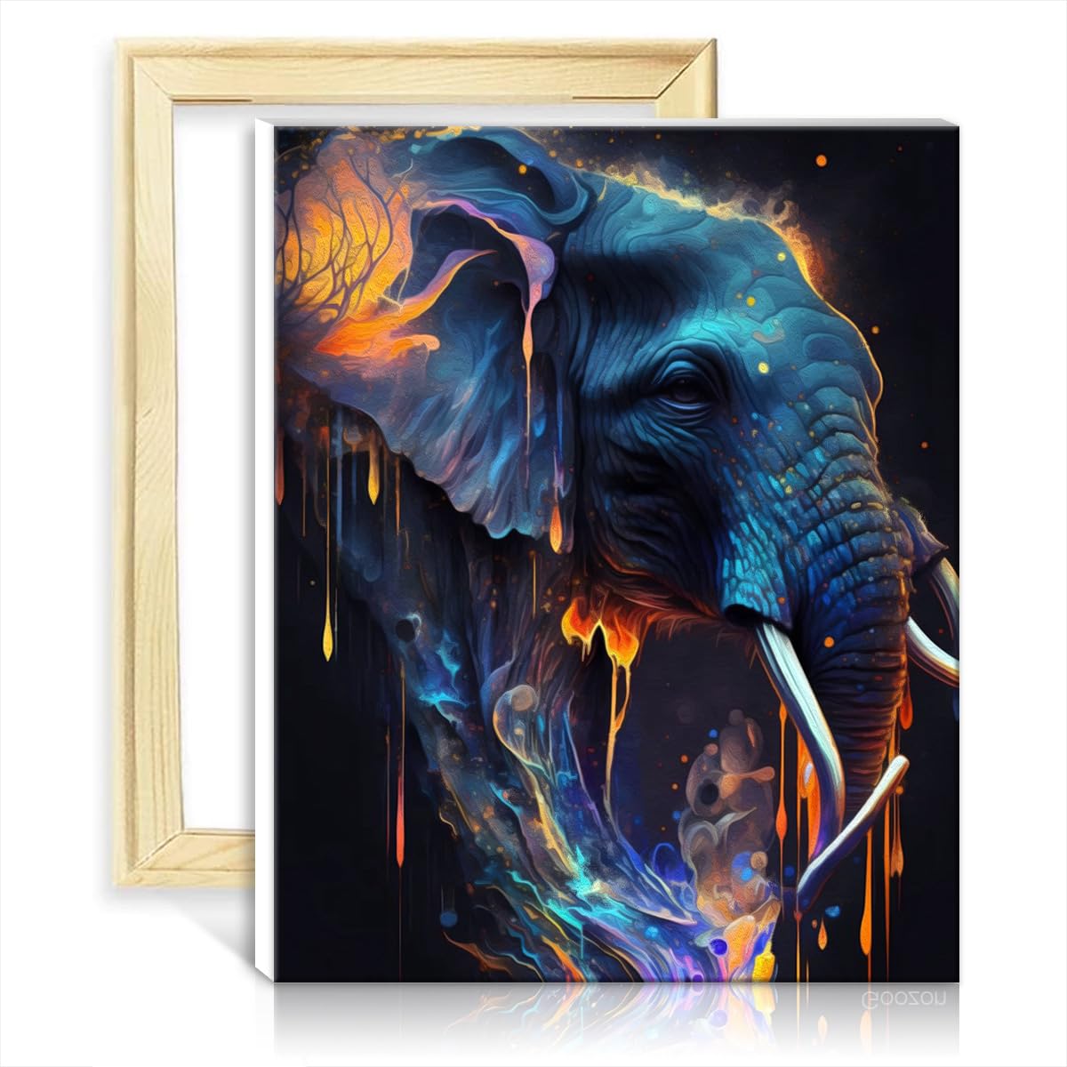 TANGFEIY Canvas Oil Painting Kit Elephant Adult Paint by Number Kits with Brushes and Acrylic Pigment on Canvas for Parent-Child Time No Frame(30x40cm)