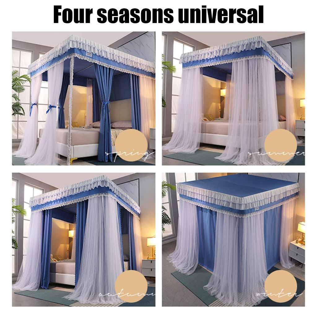Moskitonetz für 1,5 m/5 Fuß Bett, Luxuriöser Betthimmel mit 4 Stangen, Dekorativer Bettvorhang für Jungen- und Mädchenschlafzimmer (Stil 3, 1,5 x 2 x 2 m)