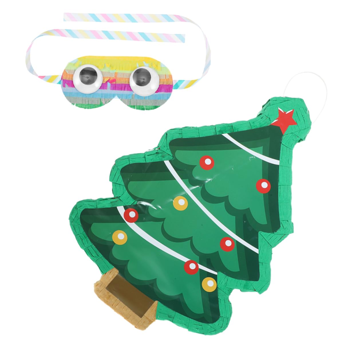 Abaodam 1 Set Christmas Tree Pinata Paper with Eye Mask for Holiday Parties Filled with Candy and Surprises Fun Hanging Decor for Xmas Celebrations