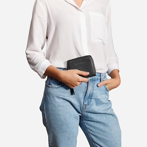 Miniatura 2 de Corkor Cartera cuadrada de corcho RFID Cartera para mujer Bloqueo RFID Cuero vegano Libre de crueldad Respetuoso con el medio ambiente Negro,