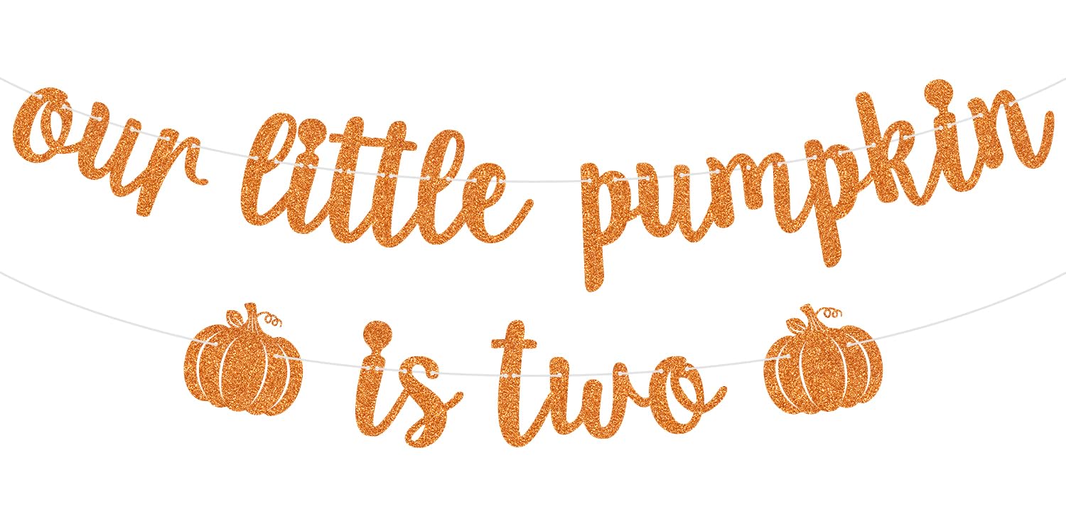 当社の小さなパンプキンは2つのバナー、2つの甘い、2つの不気味なパンプキンハロウィーンの2歳の誕生日パーティーの装飾。