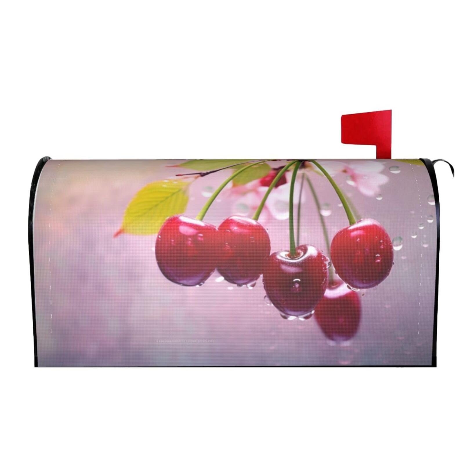 Spring Summer Mailbox Covers Magnetic Letter Post Box Cover Cherry Mailbox Wrap Decoration Mailbox Post Cover for Garden Yard Outside Welcome Decor 21x18 in