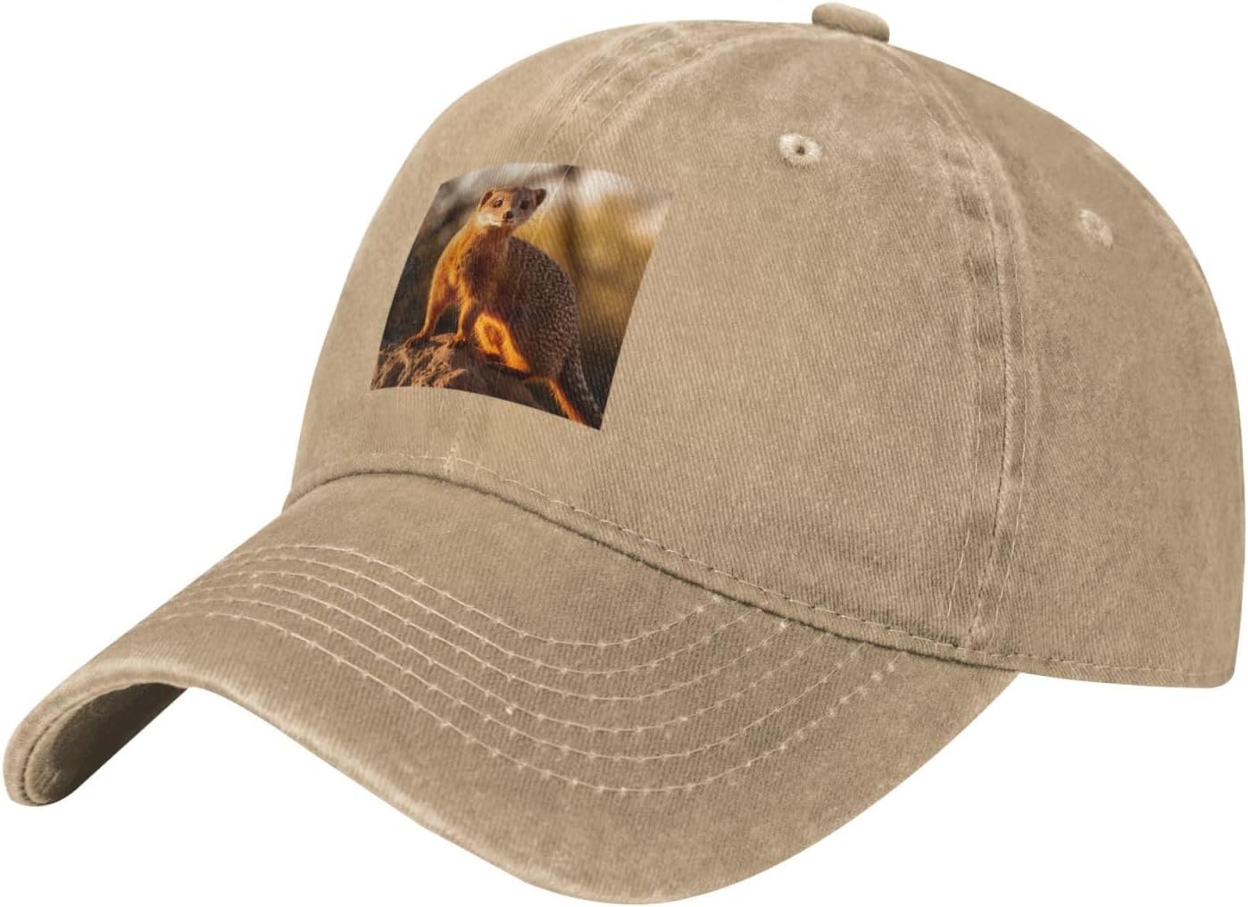 Black Baseball Cap hat Meerkat Printed Adjustable Strap, Cotton Classic for Men & Women, Breathable & Stylish