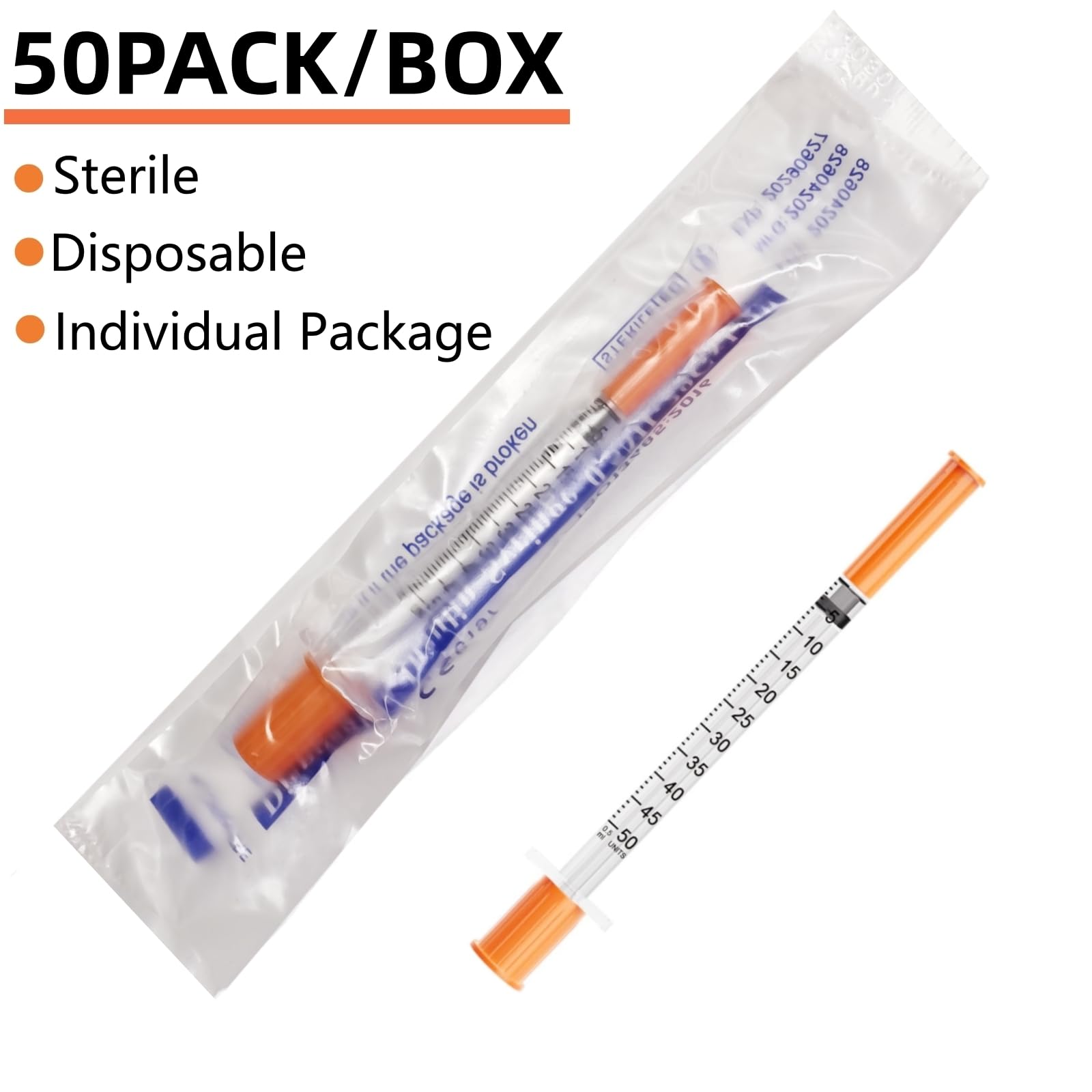 50 Pack - 1/2 ml 30G 0.5 inch(12.7mm) Sample Dispensing Syringe Tool for Industrial research, Science Lab, Household Measuring Supplies — Amazon image 5