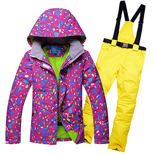 Giacca Da Sci Pantaloni Set,Pantaloni Da Sciimperm Impermeabile sportivo femmina tuta da sci donne inverno vestito giacca cinturino pantaloni neve e