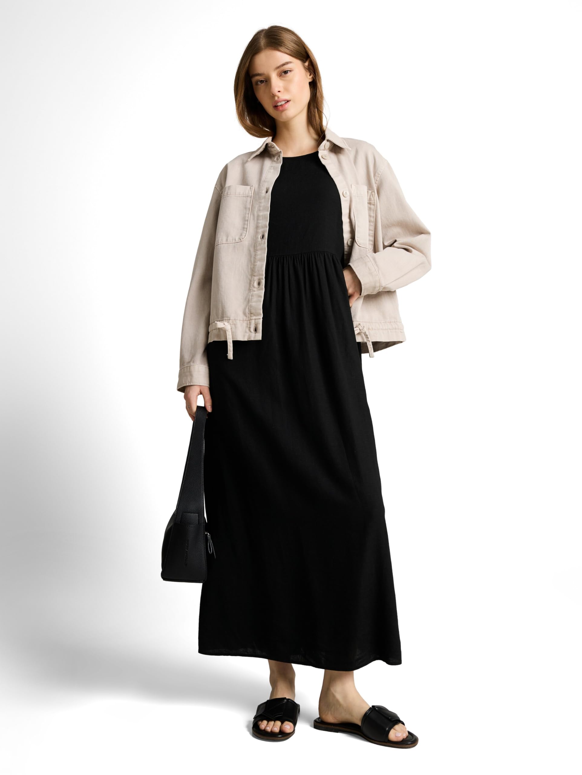 TOM TAILOR Denim Damen Leinenkleid mit Ballonärmeln