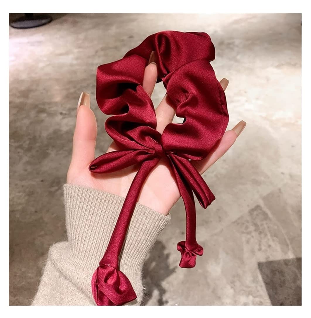 Elastici Capelli Donna Anello Per Capelli Con Fiocco In Raso Rosso, Copricapo In Corda Per Capelli Con Capelli Legati Alla Francese Retrò Femminile Elastico Capelli Donna