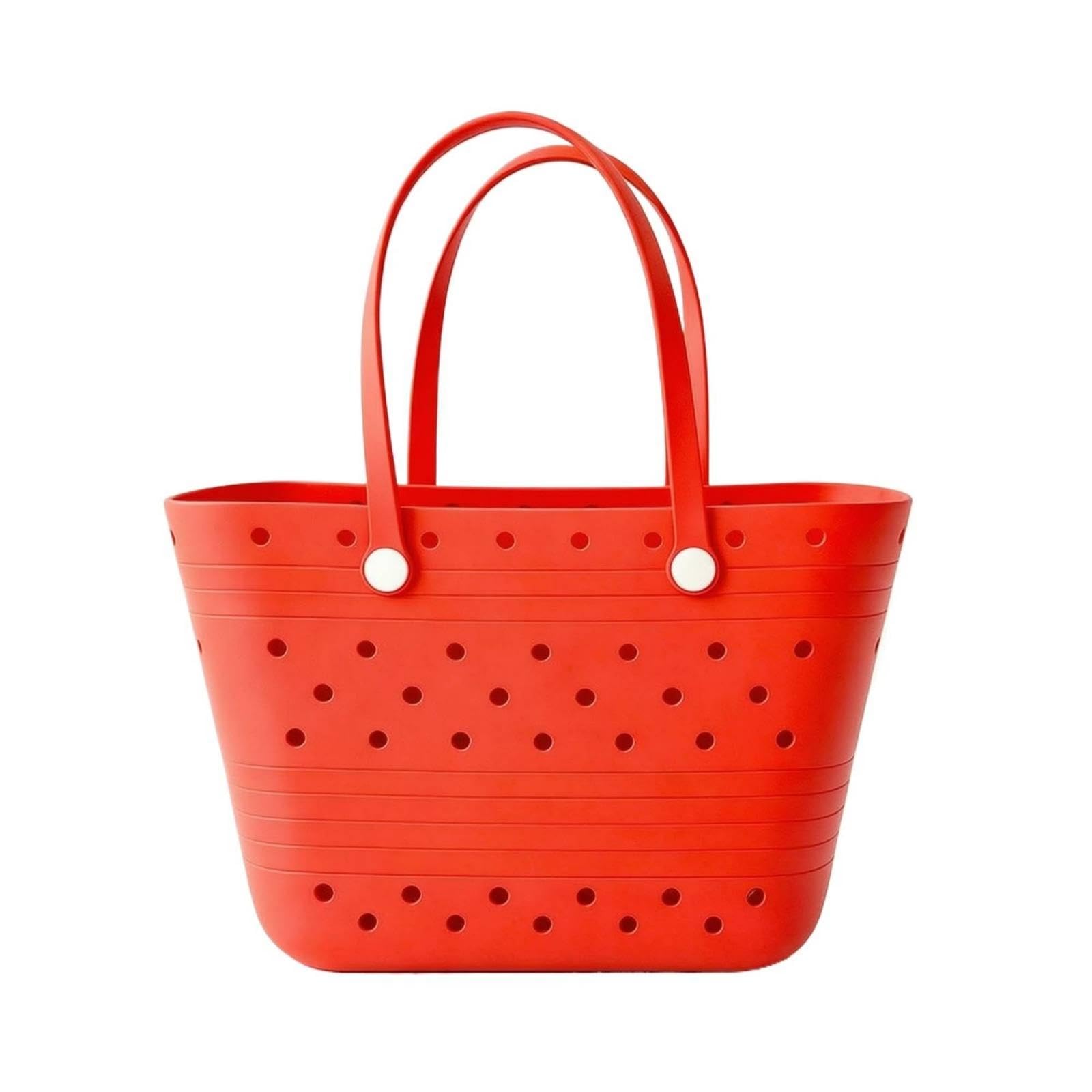 SNAPPSY Beach Tote Easy to Clean Tote Bag with Holes Lightweight for Women, Families, Pool, Boat, Travel Red-picture-19