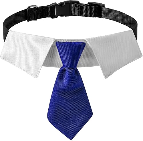 Collar de perro, pajarita de poliéster suave para perro con hebilla de metal para chicos grandes, medianos y pequeños (grande, azulblanco)