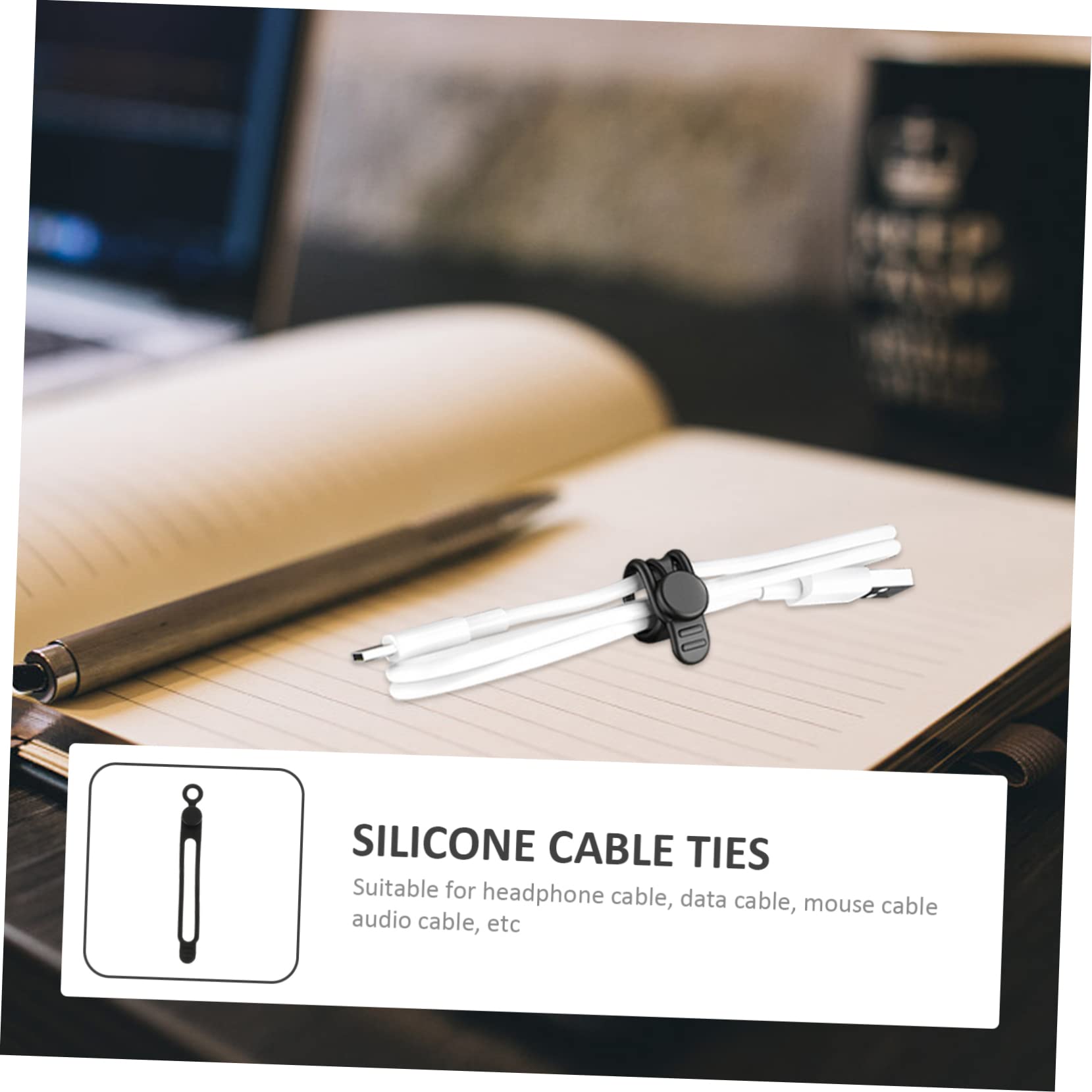DOITOOL 80piezas Ataduras De Cable De Silicona Organizadores Reutilizables Para Cables y Cargadores Para Hogar y Oficina