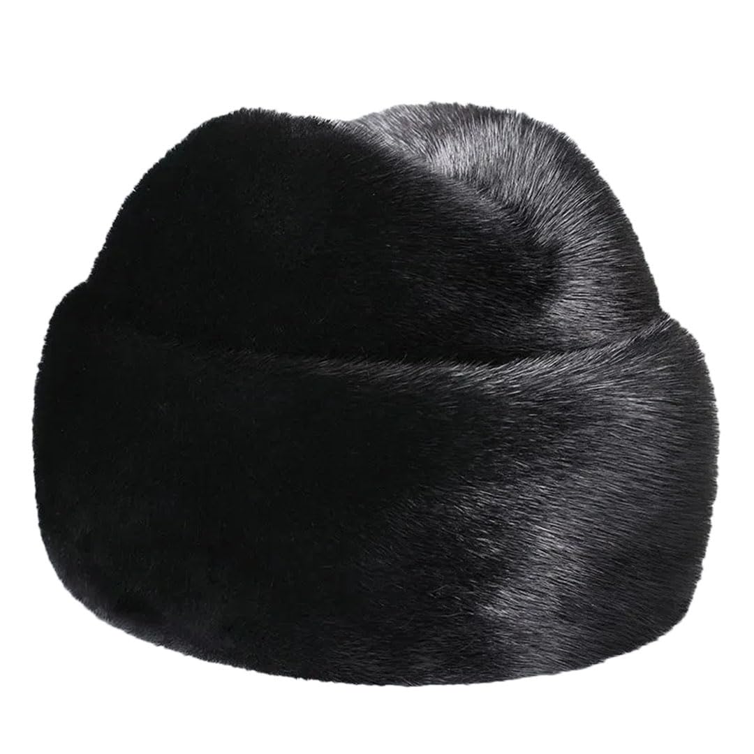 Gorra de invierno para hombre y mujer, de piel de visón, unisex, para exteriores, cálido, motociclismo, visón natural, Estilo 2 negro, 55/57 cm