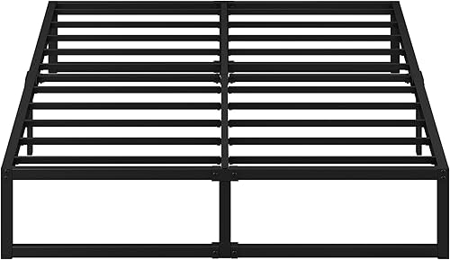 Miniatura 6 de EMODA Marco de cama Queen de 12 pulgadas, no necesita somier, plataforma de metal resistente, marco de cama tamaño Queen con listones de acero,